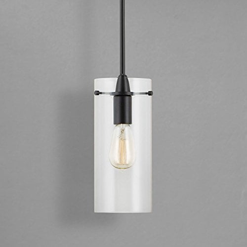 Effimero Large Hanging Pendant Light Black W Clear Glass