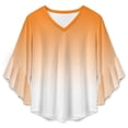 thumbnail image 4 of Aesthetic Orange And White Gradient Women's V-Neck Blouse With 3/4 Ruffled Bell Sleeves Casual Top Ladies Blouses, 4 of 7
