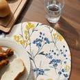 thumbnail image 3 of Yellow Blue Flowers Round 13 Inch Placemats Set of 8, Watercolor Botanical Floral Plants HeatResistant Non Slip Place Mats for Dining Table, Wipeable Braided Kitchen Table Mats for Housewarming, 3 of 9
