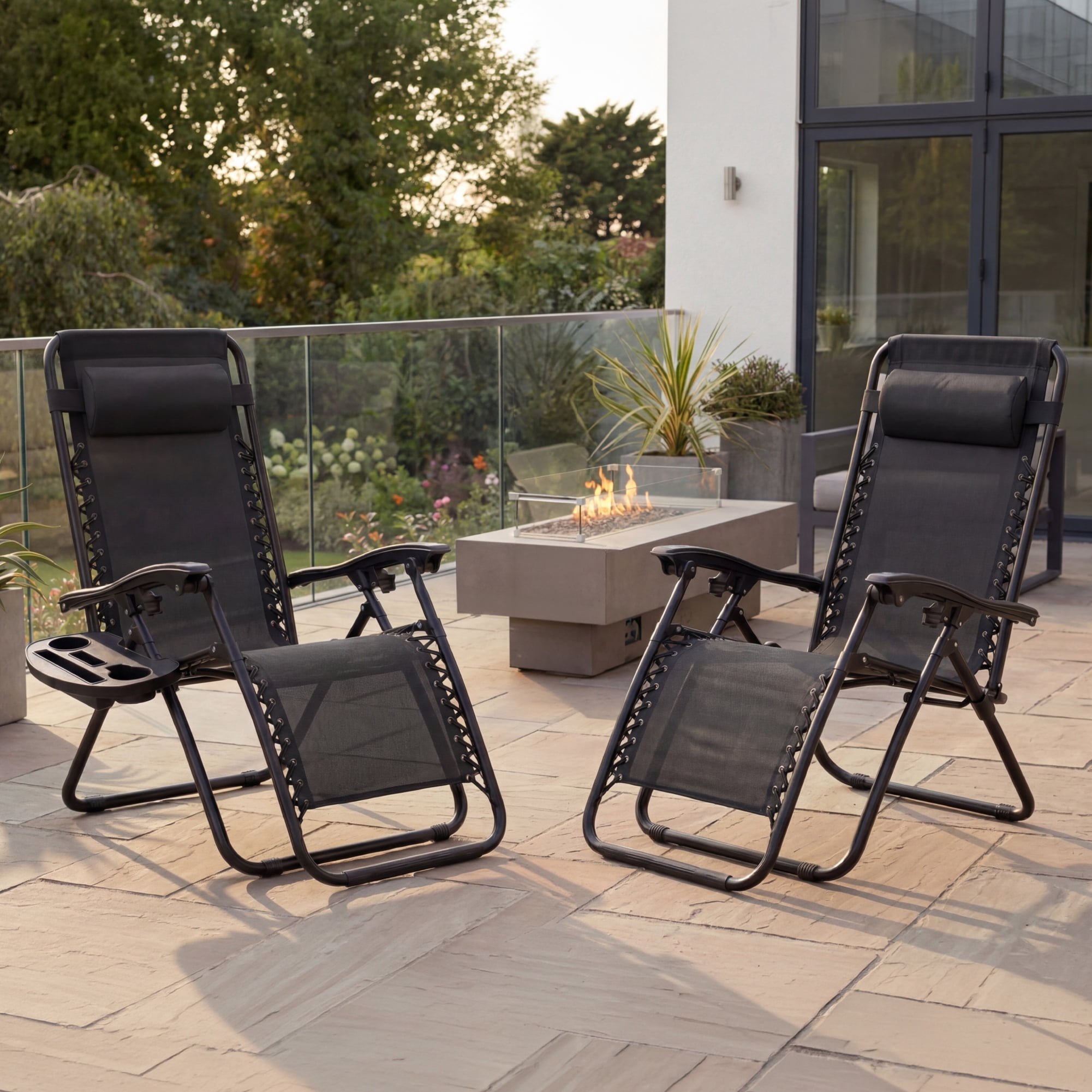 Best Choice Products Set of 2 Zero Gravity Lounge Chair Recliners for Patio, Pool w/ Cup Holder Tray - Black