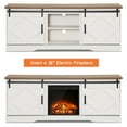 thumbnail image 2 of WAMPAT 75" Fireplace TV Stand,Farmhouse Wooden Entertainment Center with 18" Fireplace, Modern Sliding Barn Door and Storage Shelves for Living Room,Cream White, 2 of 7