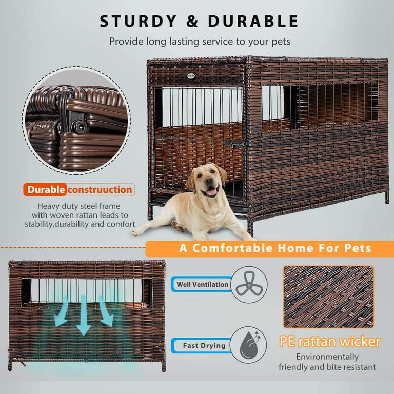 cenadinz 35*23*23 Dog Crates for Dog Adjustable Fabric Cover by Spiral Iron Pipe Strengthen Sewing Dog Travel Crate 3 Door