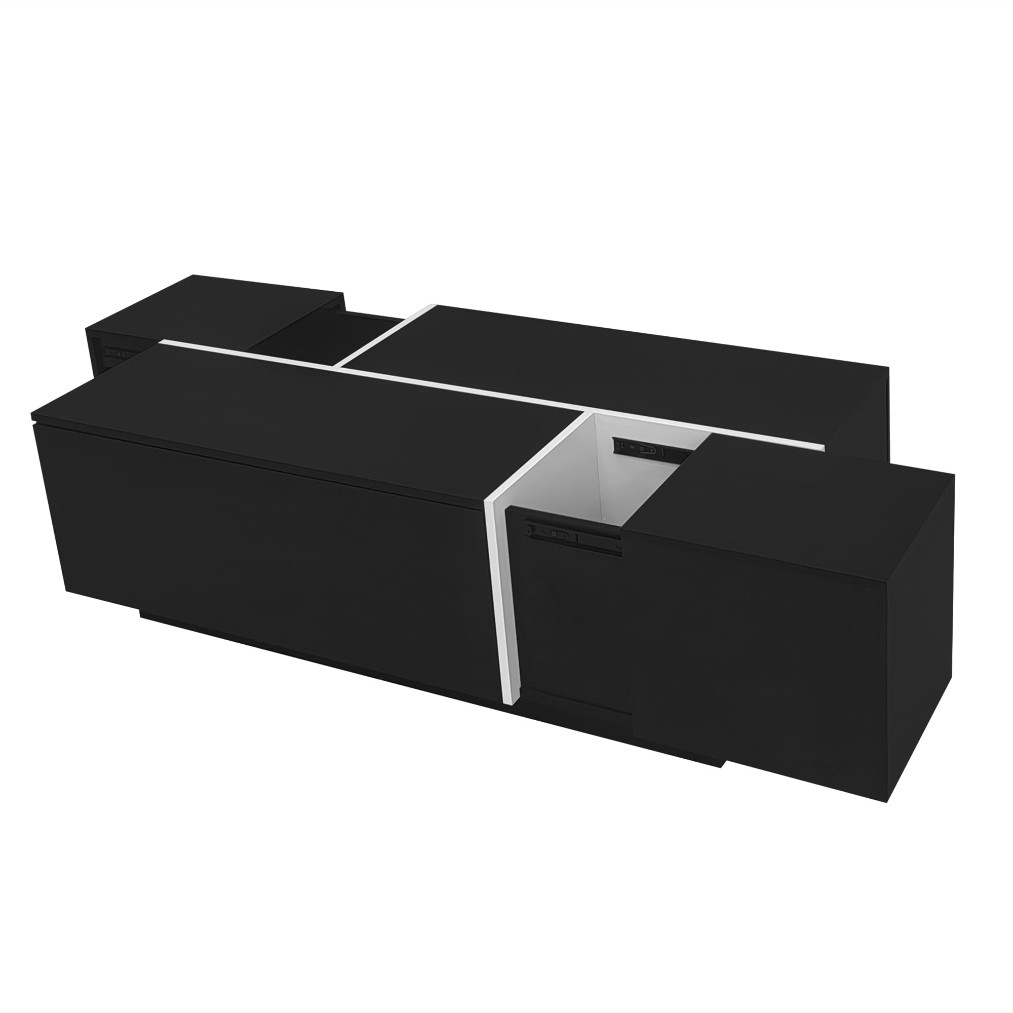 Euroco Minimalist Modern Coffee Table with Hidden Storage and Wide Tabletop