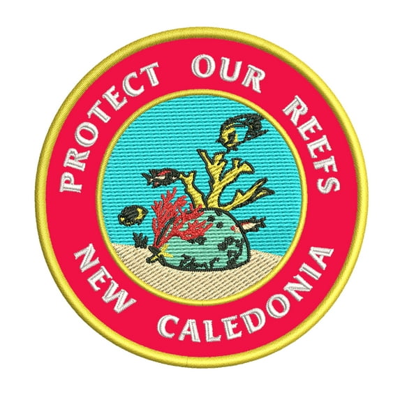 Protect Our Reefs! New Caledonia 3.5 Inch Iron Or Sew On Embroidered Fabric Badge Patch Ocean Beach, Salt Life Iconic Series