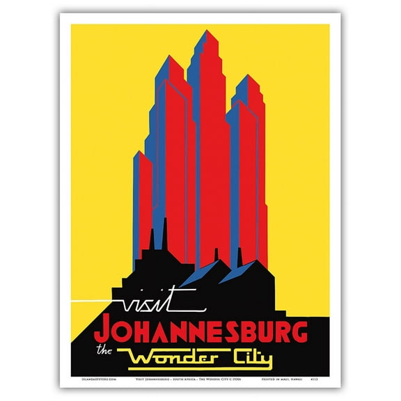 Visit Johannesburg South Africa The Wonder City - Vintage Travel Poster c.1930s - Master Art Print (Unframed) 9in x 12in
