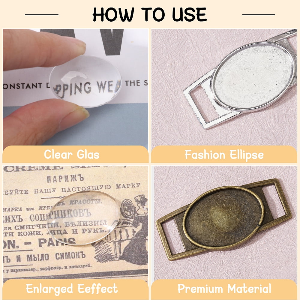 32 Pcs Shoelace Buckle Charm Oval Shoe Lace Tags Blank Shoelace Decoration Buckle Charms Shoe Lace Buckle Commemorative Photo Shoe Label Shoe Decoration Accessories with 32 Pcs Glass Patch making
