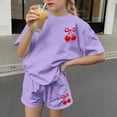 thumbnail image 4 of Zpanxa Ensembles d'Été pour Filles Imprimé Col Rond T-Shirt à Manches Courtes avec Shorts Ensemble Sportif 2 Pcs 11-12 Ans, 4 of 6