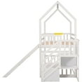 thumbnail image 3 of Euroco Twin over Twin Bunk Bed with Slide for Bedroom, Wood House Bed with Storage Staircase, White, 3 of 14