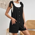 thumbnail image 2 of REORIAFEE Overall for Women Casual Square Collar Sleeveless Romper Solid Color Spaghetti Strap Womens Romper Jumpsuit Double Pocket Bib Jumpsuit Loose Suspender Jumpsuit Bodysuit Romper Sexy Black L, 2 of 7