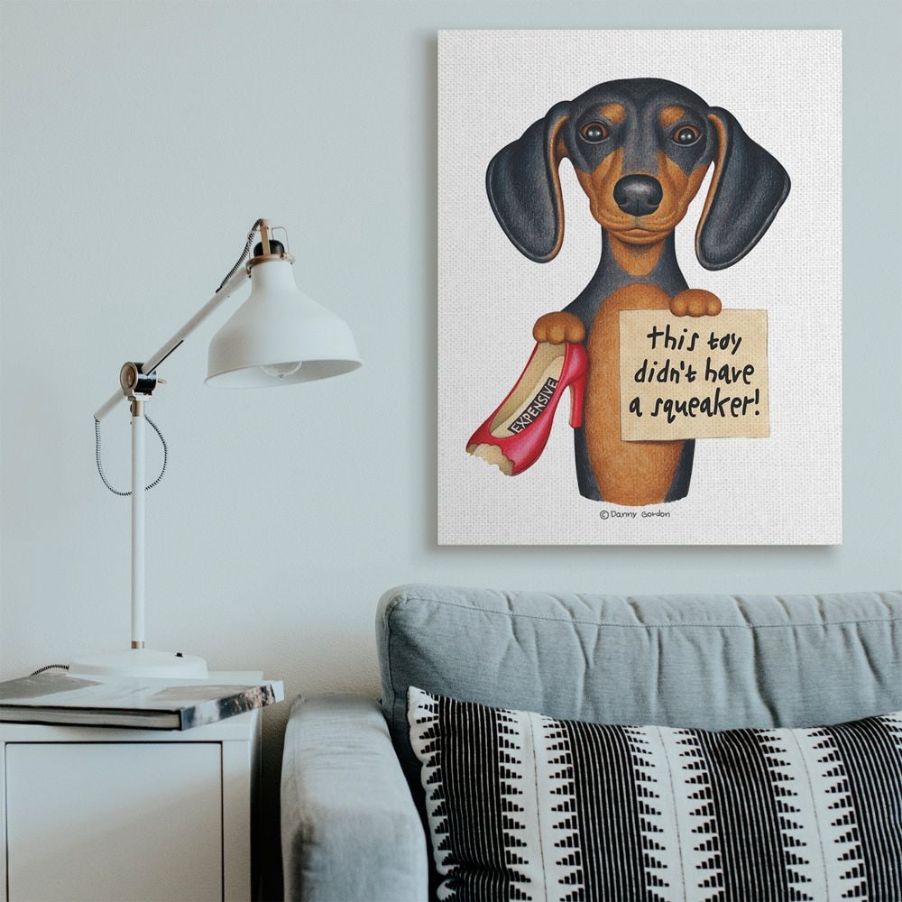Stupell Industries Funny Dachshund Chewed Shoe Joke Family Pet Humor Designed by Danny Gordan