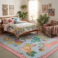 thumbnail image 3 of Kokia 8x10 Aesthetic Neutral Animal Print Area Rug with Lion, Tiger and Cheetah, Machine Washable Soft Boho Rug for Girls Bedroom, Living Room, Nursery, Pink and Babyblue, 3 of 7