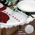 thumbnail image 3 of Black Christmas Round Tablecloth, Fitted Table Cover with Elastic for 55"-60" Round Tables, Snowman Plaid Xmas Tree Winter Snowflake Table Cloth Outdoor Indoor Dinning Party Waterproof Tablecloths, 3 of 7