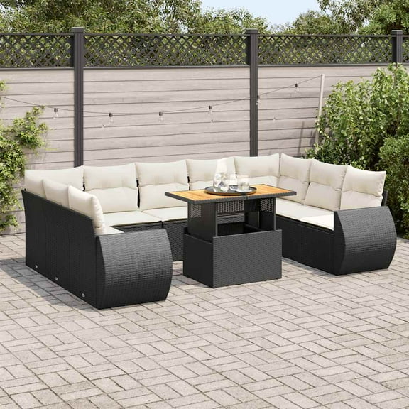 vidaXL Garden Sofa Set Black