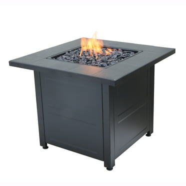 Mainstays Laurel 28 Outdoor Square Gas, Lp Gas Outdoor Fire Pit With Aluminum Mantels
