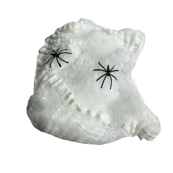 Halloween Glow in The Dark Spider Web Decoration Stretch Fake Cobwebs With 2 Black Spiders For Patio Garden Haunted Party Decoration Props