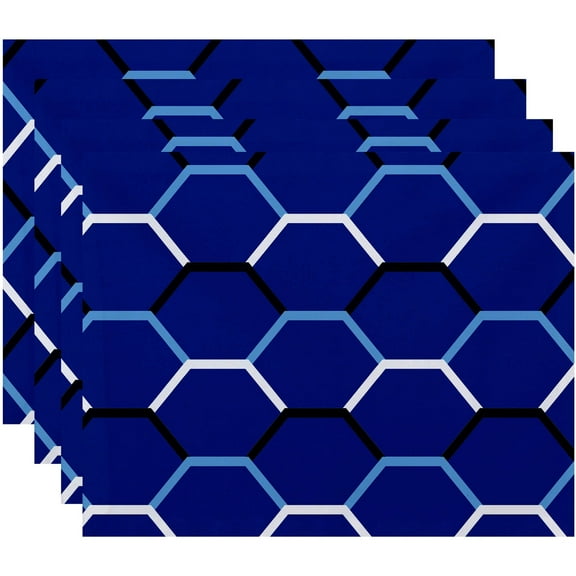 Simply Daisy 18" x 14" Cool Shades Geometric Print Placemat, Set of 4