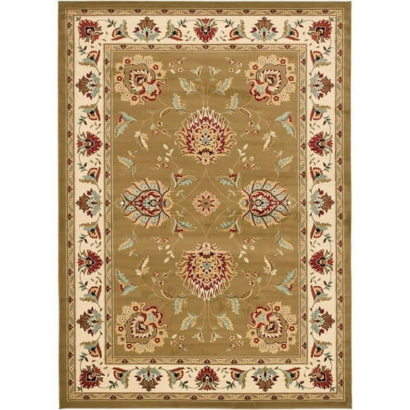 SAFAVIEH Lyndhurst Manuel Traditional Border Area Rug, Green/Ivory, 6'7" x 6'7" Square