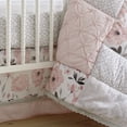 thumbnail image 3 of Levtex Baby - Elise Crib Bed Set - Baby Nursery Set - Pink, Grey and White - Floral and Velvet Patchwork - 5 Piece Set Includes Quilt, Fitted Sheet, Diaper Stacker, Wall Decal & Skirt/Dust Ruffle, 3 of 6