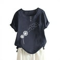 thumbnail image 1 of Birdeem Mode Femme Blouse à Manches Courtes Col Rond T-Shirt Imprimé Hauts Amples, 1 of 1