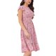 thumbnail image 4 of INSPIRE CHIC Vestidos de Mujer con Mangas Cortas, Vestido Midi Floral de Primavera y Verano, Color Rosa Polvoriento, Talla L, 4 of 6