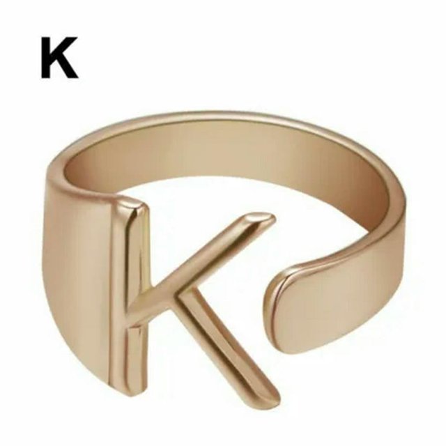 CUITING Fashion Adjustable Initial Alphabet Letter A-Z Ring Finger Rings Women Jewellery-Silver C
