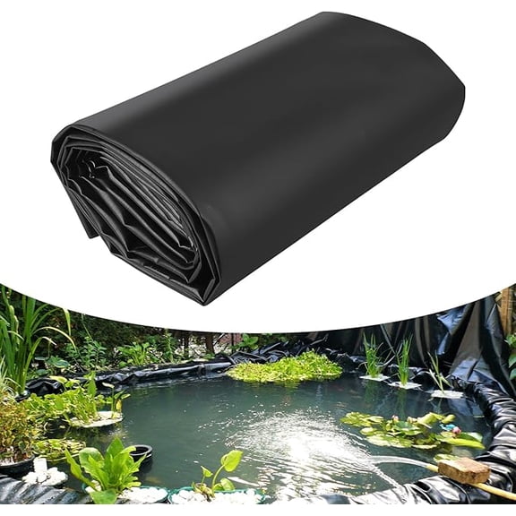 7x10 FT 20 Mil HDPE Pond Liner, UV Resistant Heavy Duty Rubber Liner for Koi Ponds & Garden Fountains, Black