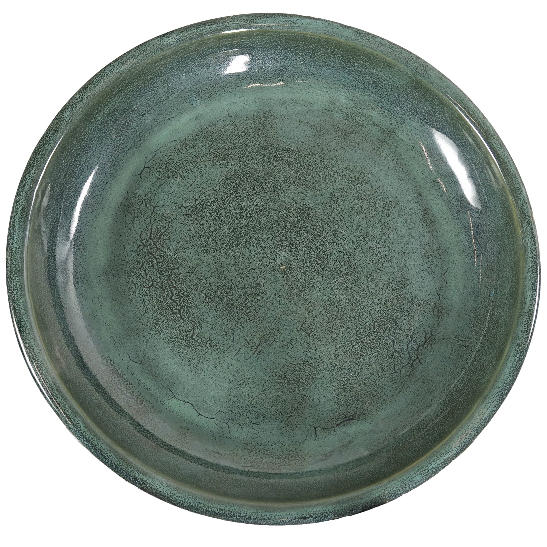 Sunnydaze Avignon Freestanding Ceramic Outdoor Bird Bath, UV-Resistant Green Mist Finish