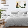 thumbnail image 3 of 3 Piece Gray Ombre Duvet Cover Set Full Size,Microfiber Comforter/Quilt Cover with Corner Ties and 2 Pillowcases,Modern Geometric Abstract Rhombus Striped All Season Soft Bedding with Zipper Closure, 3 of 8
