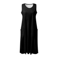 thumbnail image 3 of WILLBEST Vestido Lino Mujer Vestido Playero Informal De Verano De Color Liso Sin Mangas Hasta La Rodilla Con Cuello Redondo Y Bolsillos Para Vacaciones, Viajes Y Uso Diario, 3 of 3
