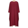 thumbnail image 2 of Women's Plus Size Loose Robe Casual Dress Solid Color Oversized Maxi Dress Ladies Long Sleeve Round Neck Long Dresses, 2 of 7