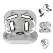 Open Ear Bluetooth 5.4 Headphones, Wireless Earbuds Sport Earphones Built-in Mic with Ear Hooks 50H Playtime LED Display Charging Case, Waterproof Design for Running Fitness, White