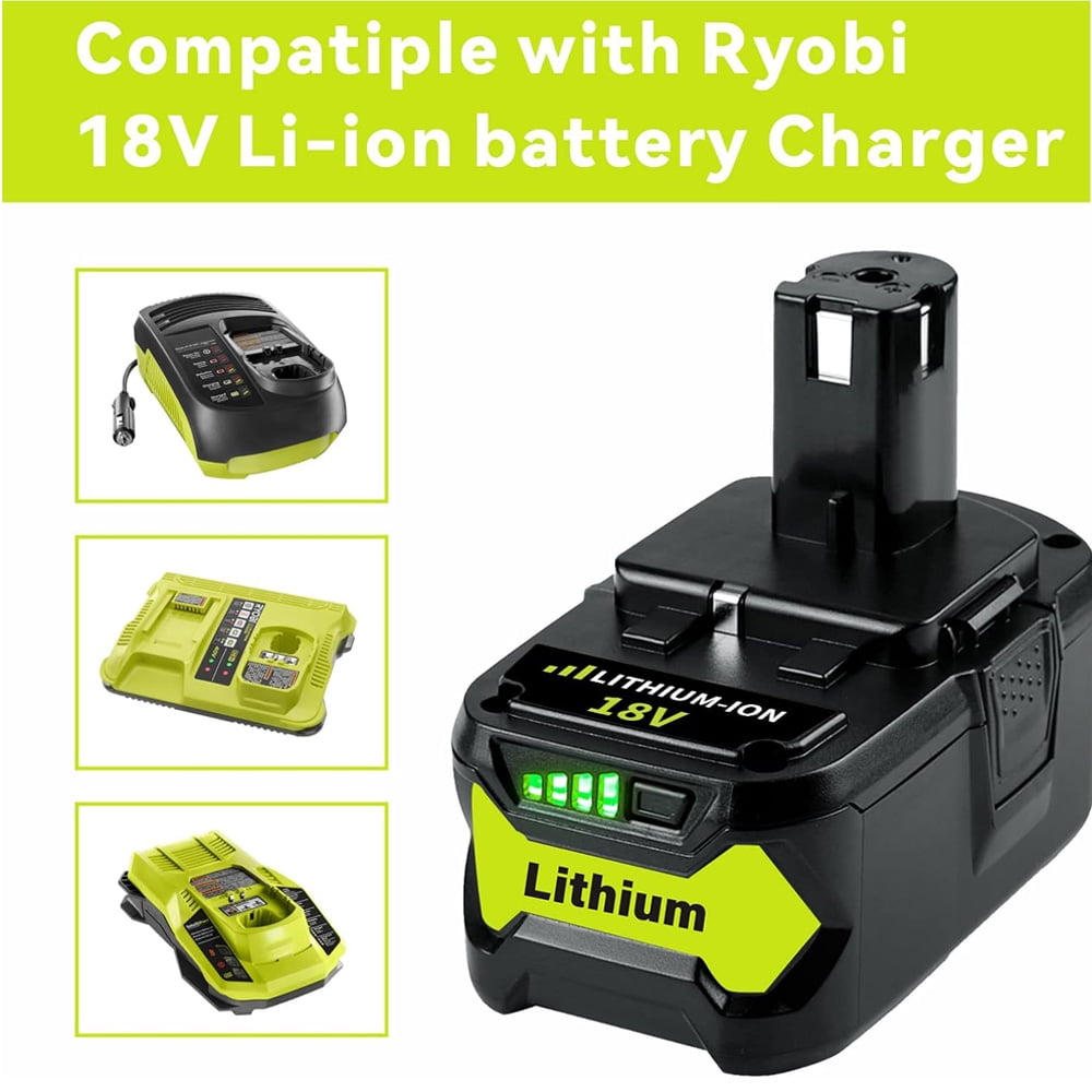 2 Pack 6.0Ah Replacement battery for Ryobi 18V Li-ion ONE+Plus P102 P103 P104 cordless tool