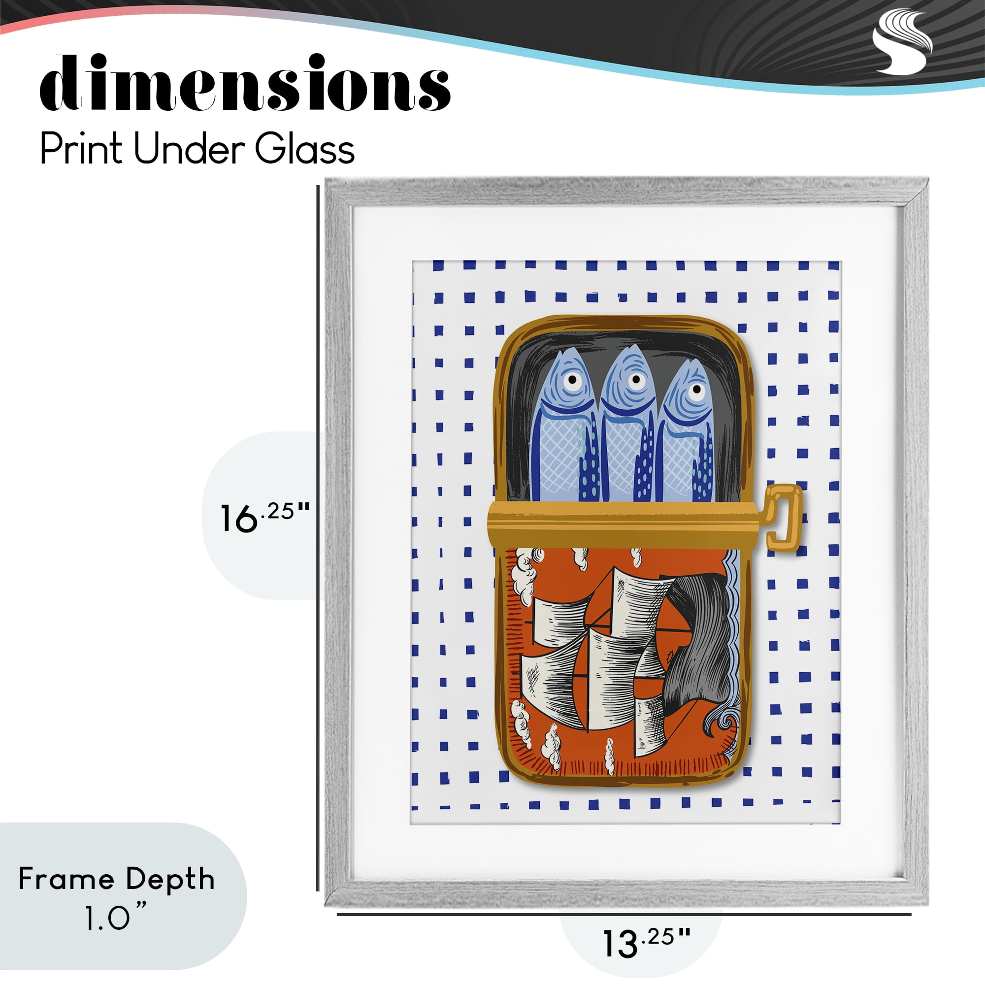Stupell Industries Retro Nautical Sardines Tin Gray Framed Print Under Glass, design by Arrolynn Weiderhold