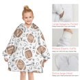 thumbnail image 6 of Football with Symbols Pattern Blanket Hoodies for Kids 6-13YR Oversize Wearable Blanket Hoodies for Boys Girls Teens, 6 of 7