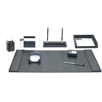 Black Leather 8-Piece Desk Set