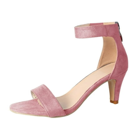 

High Heels for Women Women S Thin High Heels Sandals Summer Ankle Strap Ladies Pumps Roman Shoes High Heels Flock Pink 39