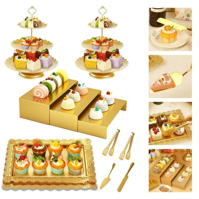 Juego de 11 Soportes para Pasteles, Soportes para Pastelitos,Bandejas para Postres, Frutas y Dulces | Decoración de Boda, Fiesta de Cumpleaños, Aniversario y Celebraciones