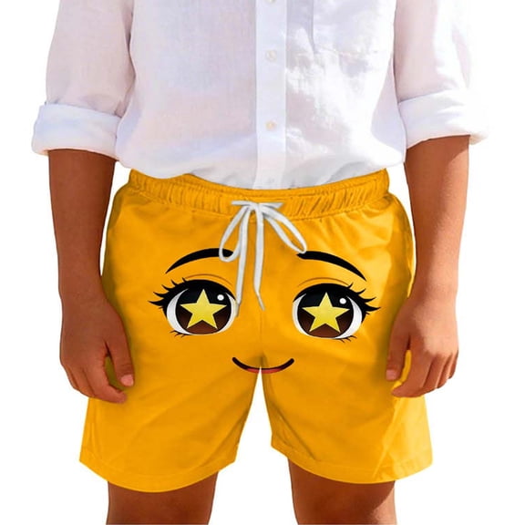 OGLCCG Kids Boys Beach Shorts Novelty Graphic Print Summer Elastic Waist Drawstring Vacation Shorts with Pockets Casual Baggy Lounge Shorts 5-14 Years