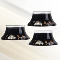 KALLORY Guitar Knobs 3Pcs Set Plastic Round Black for Electric Guitar Parts