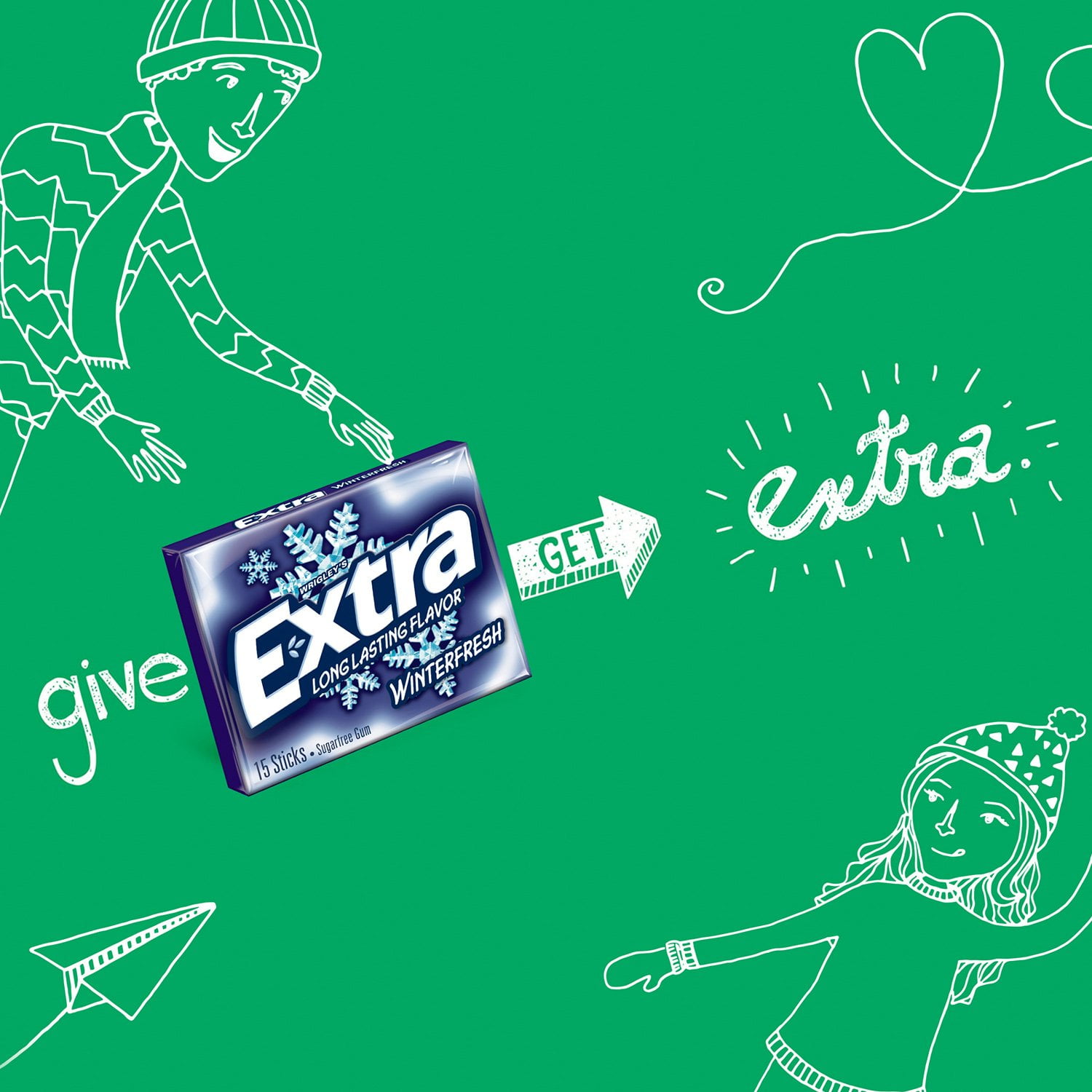 Extra Winterfresh Sugar-Free Gum (15 Count, 12 Packs.)