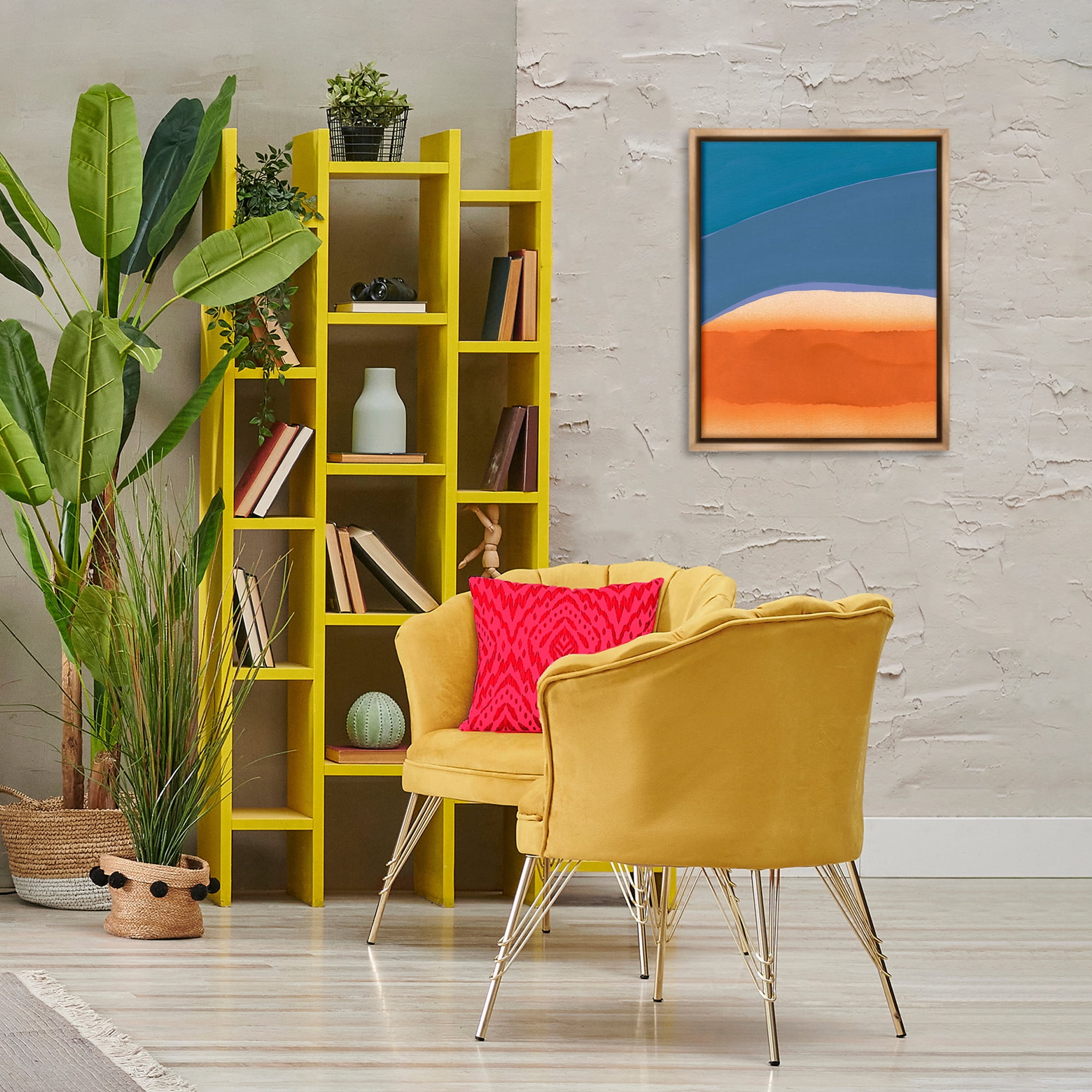 Stupell Industries Modern Desert Sunrise Abstract Painting Brown Floater Framed Canvas Art Print Wall Art, 17 x 21