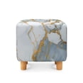 thumbnail image 2 of SCRAWLGOD Marble Print Light Blue Square Ottoman Cover Jacquard Fabric Ottoman Slipcover Stretchable Footrest Stool Covers for Square and Rectangle Ottomans, 2 of 7
