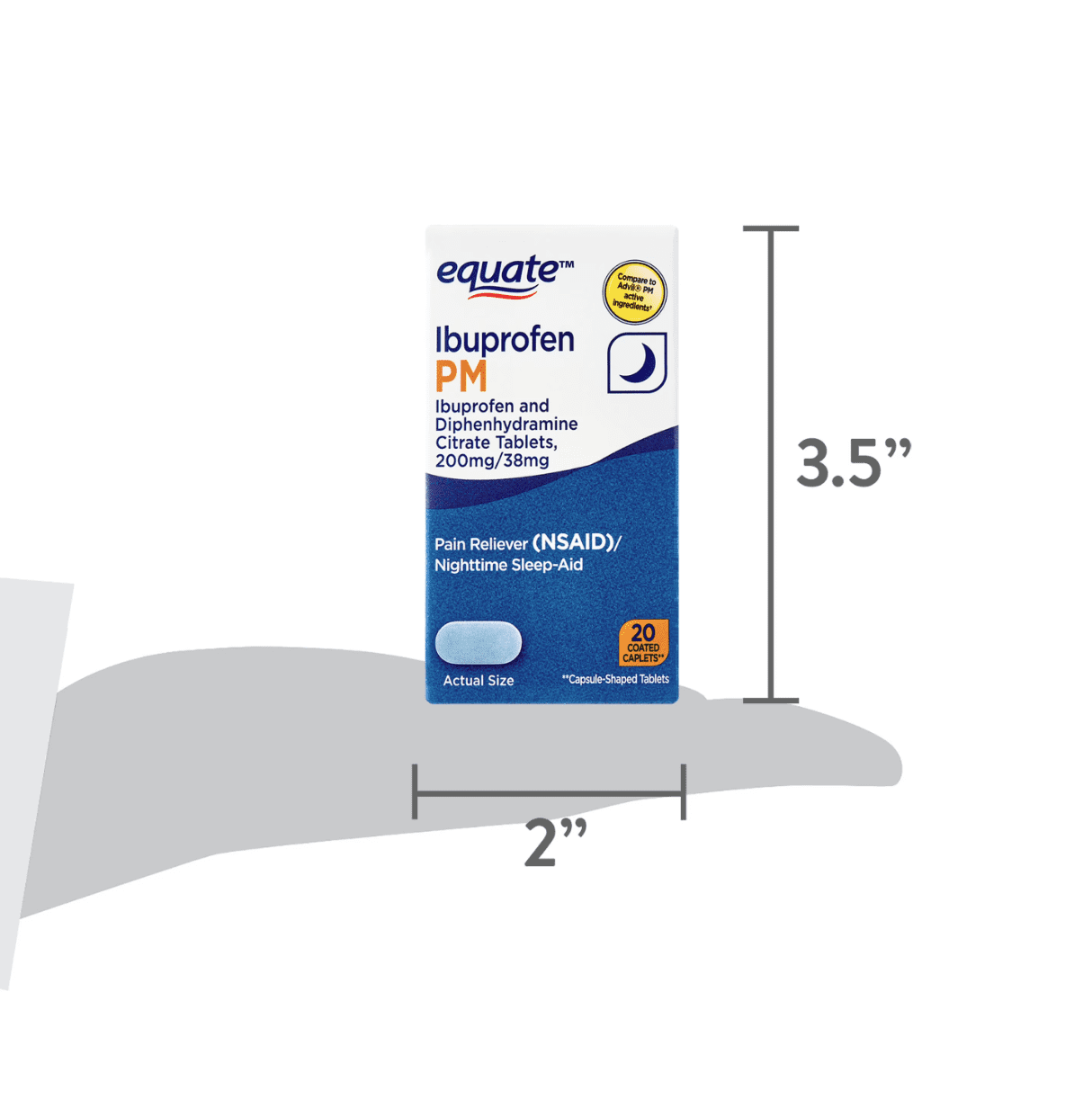 (2 pack) Equate Ibuprofen PM Sleep Support and Pain Reliever Caplets, 20 Count