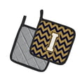 thumbnail image 2 of Letter I Chevron Navy Blue and Gold Pair of Pot Holders, 2 of 2