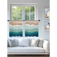 thumbnail image 4 of Sheer Curtains 54 Inch Length 2 Panels Set for Kitchen, Teal Blue Ombre Stripe Semi Sheer Curtains for Windows, Abstract Summer Beach Coastal Voile Window Treatments Rod Pocket Curtain, 4 of 7