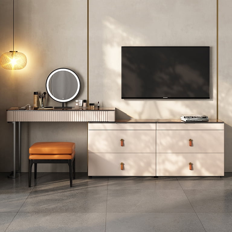 modern bedroom tv unit with dressing table Compact Wall-Mounted TV Cabinet Design