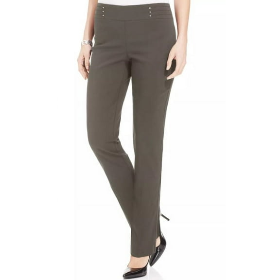 Jm Collection BROWN CLAY Women's Studded Pull-on Tummy Control Pants, US L-S