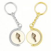 Brown Hand Sketching Cones Ice Rotating Rotating Key Chain Ring Accessory Couple Keyholder