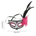 thumbnail image 2 of Unique Bargains 1 Pc Feather King Half Face Party Mask for Masquerade Party Rose Red, 2 of 5