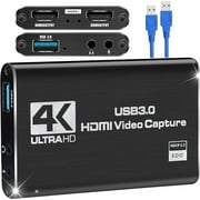 4K Audio Video Capture Card, USB 3.0 HDMI-Compatible Capture Device, Video Converter 1080P 60fps Capture Card for Gaming, Supports Live Video Capture Black By EKIDAZB